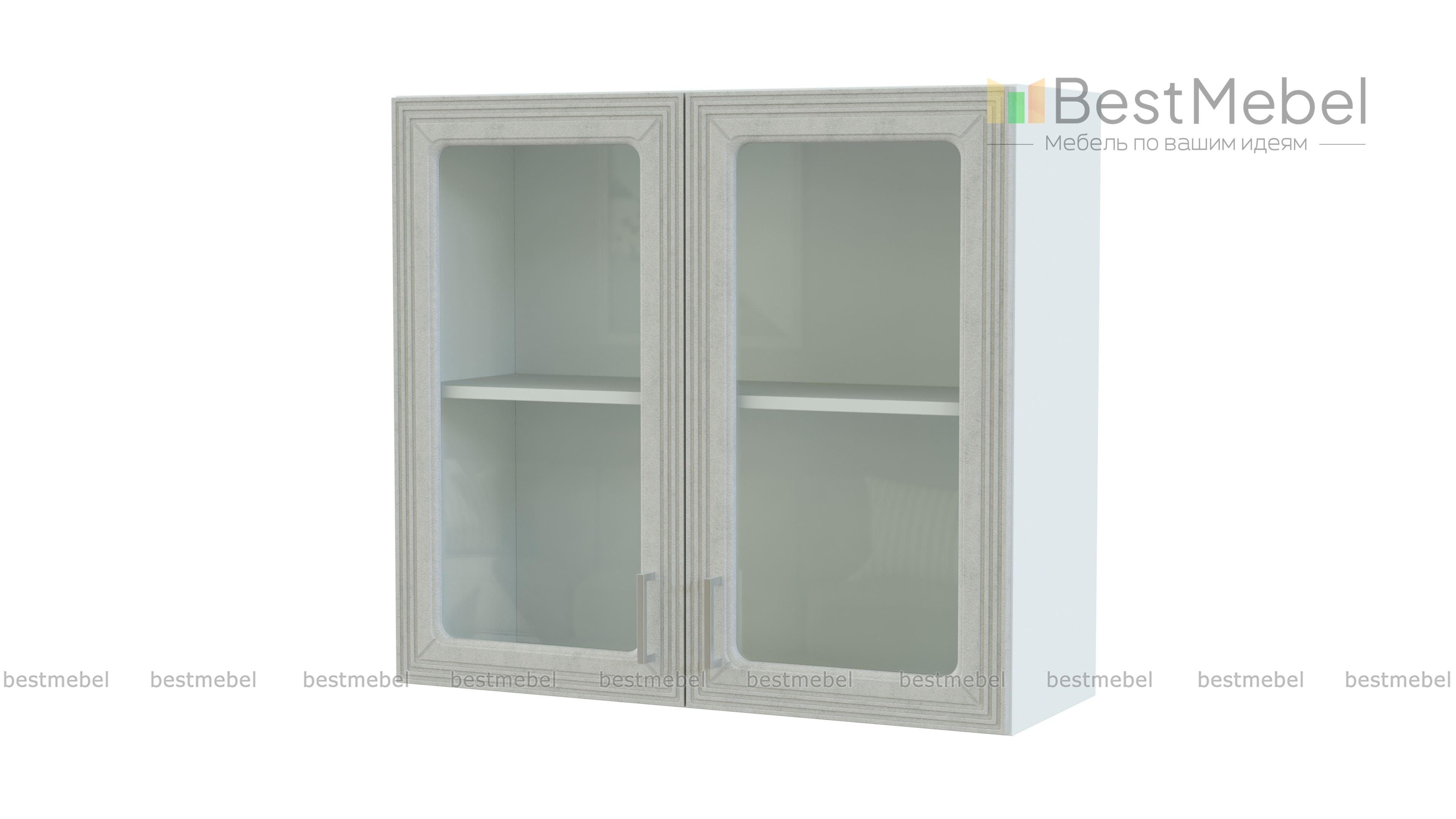 Шкаф навесной 2 двери со стеклом Ника BMS