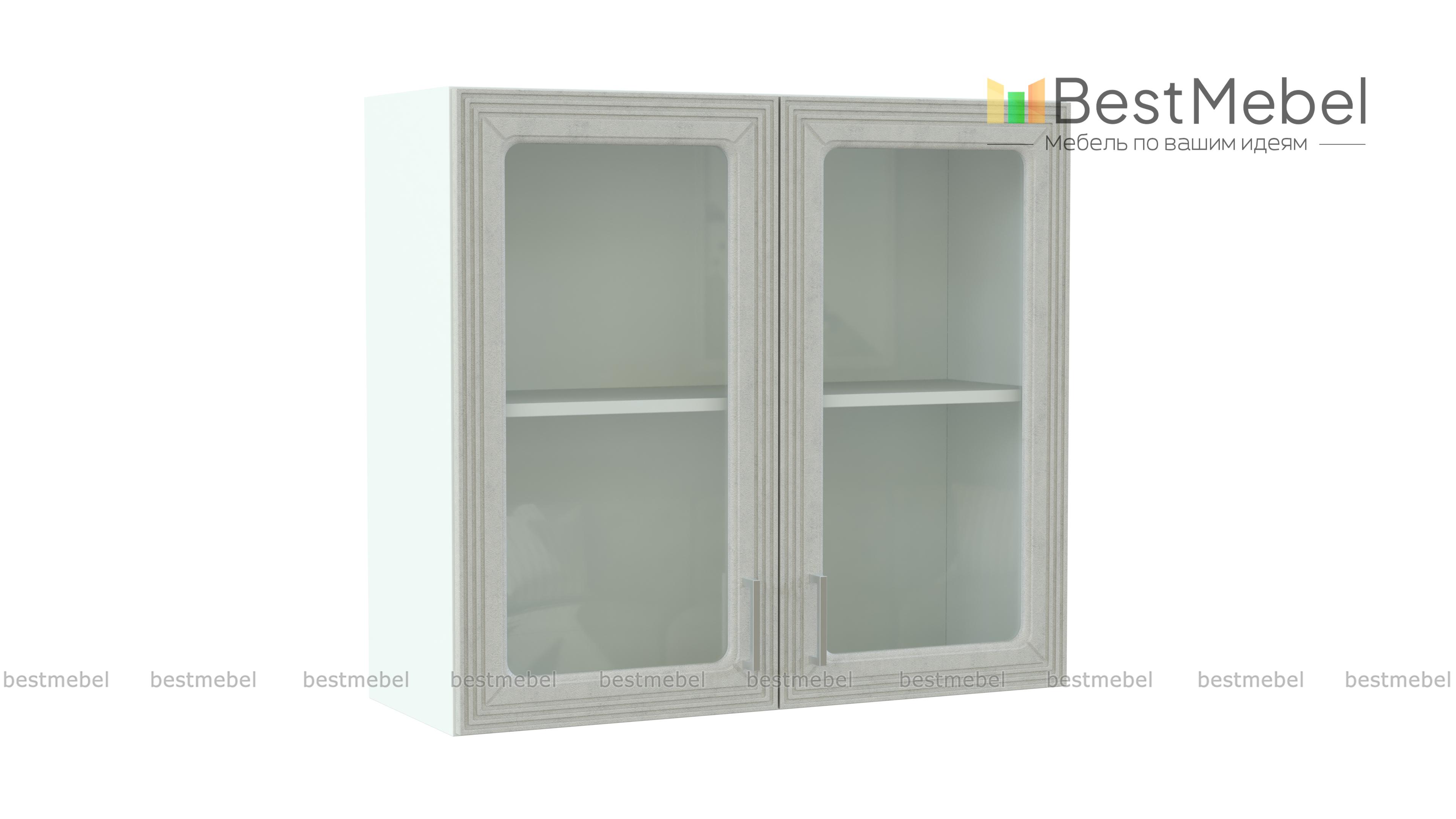 Шкаф навесной 2 двери со стеклом Ника BMS - Фото